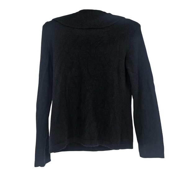 Charter Club 2 Ply Cashmere Sweater M Black Ruffle Collar Soft Elegant Luxury - Picture 2 of 8